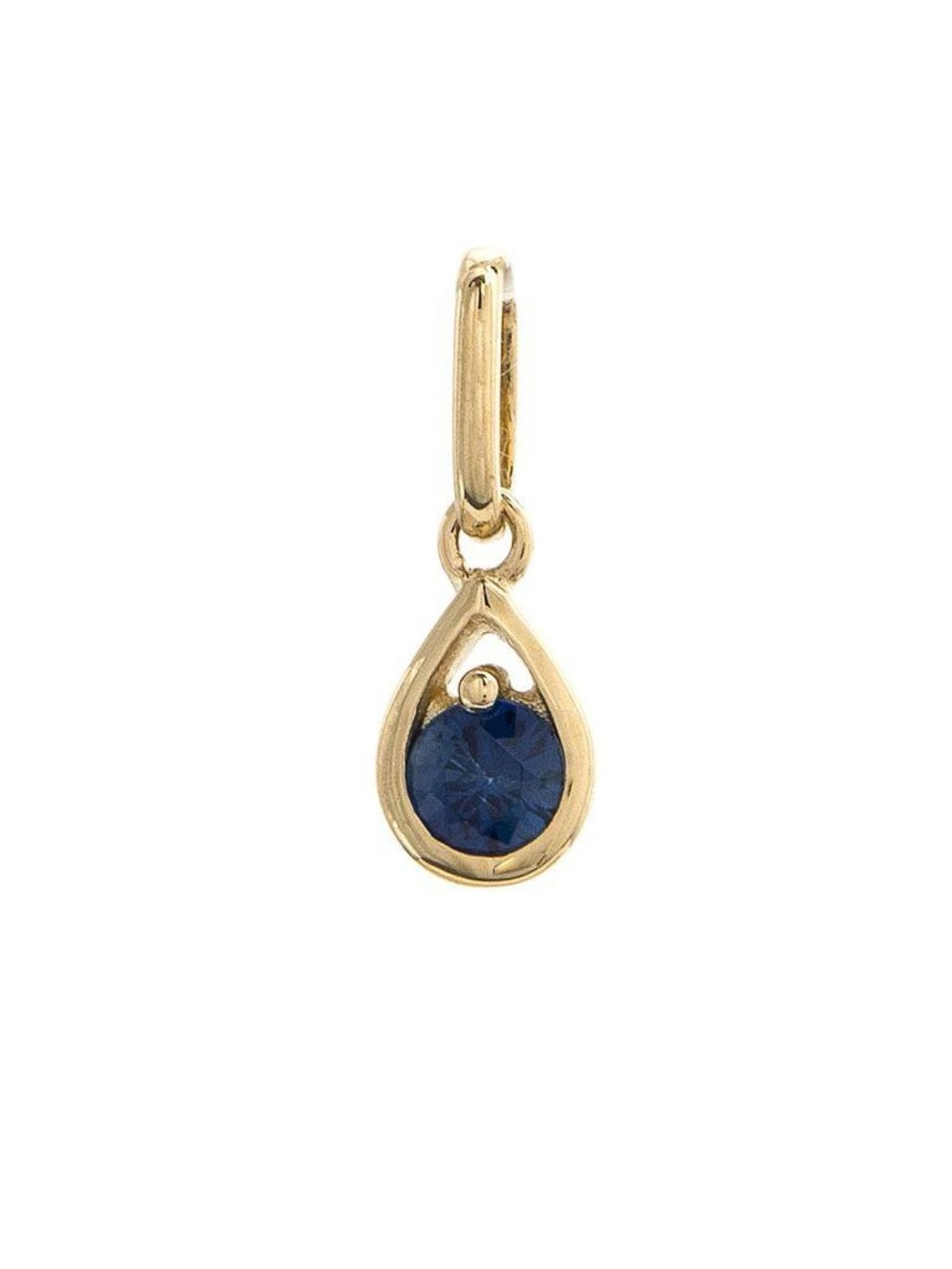 14K Real Solid Yellow Gold Teardrop Bezel Sapphire Pendant 13.65mm